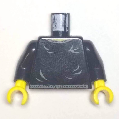Torso Small Gray Collar and Belt, Gray Ripples Print, Black Arms, Yellow Hands Schwarz
