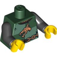 Torso Armor, Dragon Head Quarters with Chain Print, Black Arms, Yellow Hands Dark Green