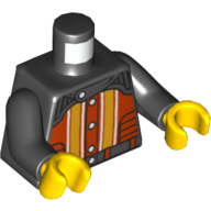 Torso Racing Jacket, Red with Orange Stripes Print (Crazy Demon), Black Arms, Yellow Hands Black