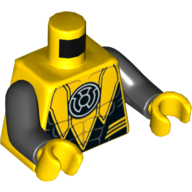 Torso Suit Serrated with Muscles Outline and White Sinestro Logo Print, Black Arms, Yellow Hands Gelb