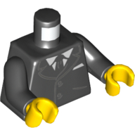Torso Jacket, White Shirt, Black Tie Print, Black Arms, Yellow Hands Schwarz