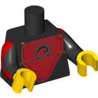 Torso Wetsuit with Red Wave Logo Print (Surfer), Black Arms with Red Panels Print, Yellow Hands Schwarz