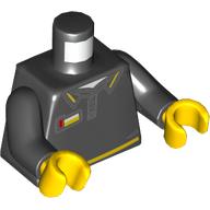 Torso Polo Shirt with Yellow and Red Store Badge / LEGO logo on Back Print, Black Arms, Yellow Hands Black