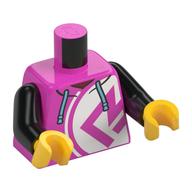 Torso, Hoody, Dark Pink Symbol On White Circle, Medium Azure Laces print, Black Arms, Yellow Hands Dunkelrosa