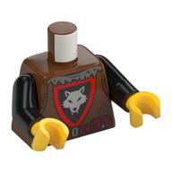 Torso, Silver Wolf on Black Shiels, Red Border print (Wolfpack), Black Arms, Yellow Hands Rotbraun