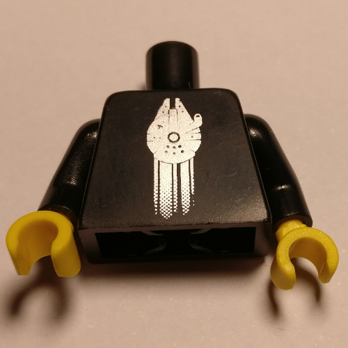 Torso with Silver Millennium Falcon Print (VIP), Black Arms, Yellow Hands Schwarz
