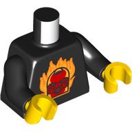 Torso, Red Bionicle Mask with Fire Print, Black Arms, Yellow Hands Schwarz