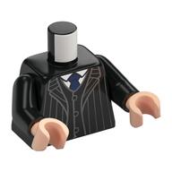 Torso, Light Bluish Grey Striped Suit, Jacket, Dark Blue Tie, White Shirt print, Black Arms, Light Nougat Hands Schwarz