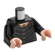 Torso, Robe/Dress, Silver Clasps, Dark Bluish Grey Lines/Folds, Pendant print, Black Arms, Light Nougat Hands Black