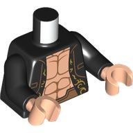 Torso Open Shirt, Gold Decorations, Light Nougat Chest, Muscles print, Black Arms, Light Nougat Hands Schwarz