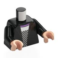 Torso Jacket, White/Black Striped Shirt, Lavender Collar print, Black Arms, Light Nougat Hands Black