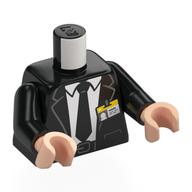 Torso Suit with Pockets, White Shirt with Collar, Black Tie and ID Badge Print, Black Arms, Light Nougat Hands Schwarz
