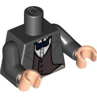 Torso Suit Jacket with Gray Vest, Dark Blue Bow Tie Print, Black Arms, Light Nougat Hands Schwarz
