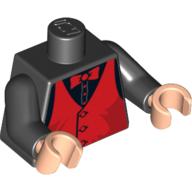 Torso Red Vest and Bow Tie Print, Black Arms, Light Nougat Hands Schwarz