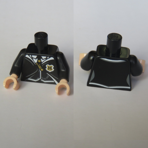 Torso Suit and Tie with Hogwarts Crest Print, Black Arms, Light Nougat Hands Schwarz