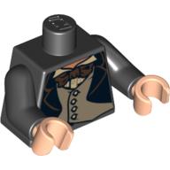 Torso Jacket Formal with 4 Button Vest and Brown Bow Tie Print, Black Arms, Light Nougat Hands Black
