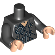 Torso Overcoat with Belts and Gold Fleur de Lis Buckles Print, Black Arms, Light Nougat Hands Black