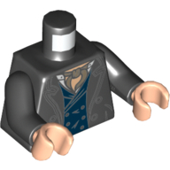 Torso Jacket with Lapels, Dark Blue Vest and Dark Tan Ascot Print, Black Arms, Light Nougat Hands Schwarz