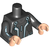 Torso Armor, Blue Lines, Dark Bluish Gray Plates Print, Black Arms with Light Blue Lines, Light Nougat Hands Black