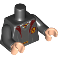 Torso Robe over Sweater, Dark Red and Blight Light Orange Tie and Details and Gryffindor Crest Print, Black Arms, Light Nougat Hands Schwarz