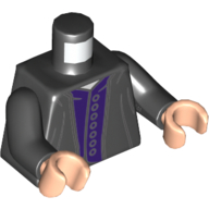 Torso Robe, Dark Purple Vest with 7 Buttons Print (Snape), Black Arms, Light Nougat Hands Black
