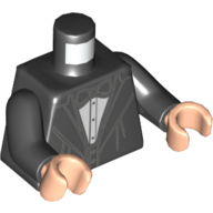 Torso Tuxedo, White Shirt, Black Bow Tie Print, Black Arms, Light Nougat Hands Schwarz
