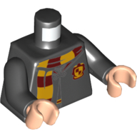 Torso Robe Clasped, with Gryffindor Crest and Scarf Print, Black Arms, Light Nougat Hands Black
