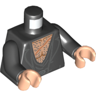 Torso Jacket, Open over Low Necked Undershirt, Bare Chest with Hair Print, Black Arms, Light Nougat Hands Schwarz
