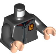 Torso Robe Clasped, with Dark Red Collar and Gryffindor Crest Print, Black Arms, Light Nougat Hands Schwarz