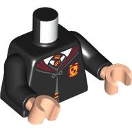 Torso Robes with Dark Red Collar, Buttoned with Gryffindor Crest Print, Black Arms, Light Nougat Hands Black