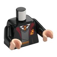 Torso Robes with Dark Red Collar, Open over Sweater with Gryffindor Crest Print, Black Arms, Light Nougat Hands Schwarz