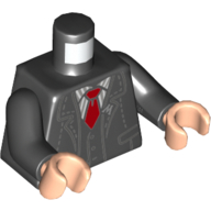 Torso Jacket, 'M' Badge, White Striped Shirt, Red Tie print, Black Arms, Light Nougat Hands Schwarz