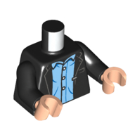 Torso Jacket, Bright Light Blue Shirt print, Black Arms, Light Nougat Hands in 