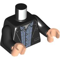 Torso, Jacket, Sand Blue Plaid Shirt, Dark Bluish Grey Shirt print, Black Arms, Light Nougat Hands Schwarz
