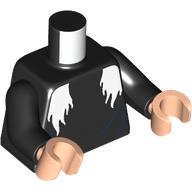 Torso with White Hair print, Black Arms, Light Nougat Hands Black