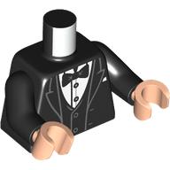 Torso, Tuxedo, White Shirt, Black Bow Tie, Black Arms, Light Nougat Hands Black
