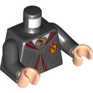 Torso Robe, Clasp, Dark Bluish Gray Sweater, Gryffindor Crest Print, Black Arms, Light Nougat Hands Schwarz