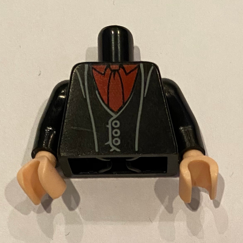 Torso Jacket, Dark Red Shirt, Tie Print, Black Arms, Light Nougat Hands Black