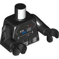 Torso Flight TIE Pilot Suit with Control Panel, Tubes, Silver Belt Buckle print, Black Arms and Hands Schwarz