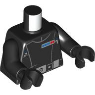 Torso, Imperial Commander Uniform, Silver Belt Buckle, Red/Blue Badge print, Black Arms and Hands Black
