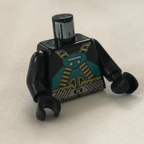 Torso Aquaraider Dark Turquoise and Gold Crossed Belts Print, Black Arms and Hands Schwarz