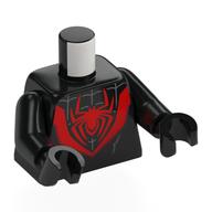 Torso, Red Spider, Silver Webbing print, Black Arms and Hands Black
