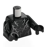 Torso, Dark Stone Grey Muscles, Silver Lightning print, Black Arms and Hands Black