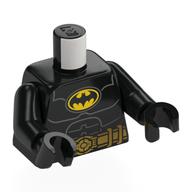 Torso, Black Batman Logo on Yellow Background, Muscles, Gold Utility Belt print, Black Arms and Hands Schwarz