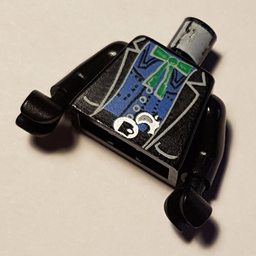 Torso Jacket with Blue Undershirt, Green Bow, Gun in Belt Print (Bandit), Black Arms and Hands Black