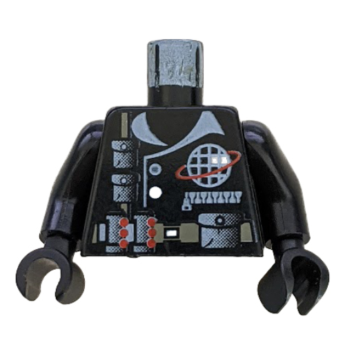 Torso Jacket with Alpha Team Logo, Utility Belt and Pouches Print, Black Arms and Hands Schwarz