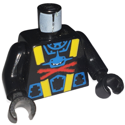 Torso Aquashark Blue Shark with Red X Print, Black Arms and Hands Schwarz