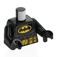 Torso Bodysuit, Muscle Outline, Yellow Batman Symbol, Utility Belt print, Black Arms and Hands Schwarz
