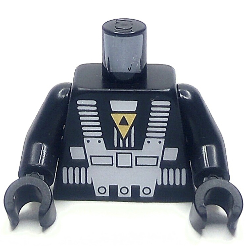 Torso, Classic Blacktron Re-issue, White Space Suit, Gold Triangle, Black Arms and Hands Schwarz