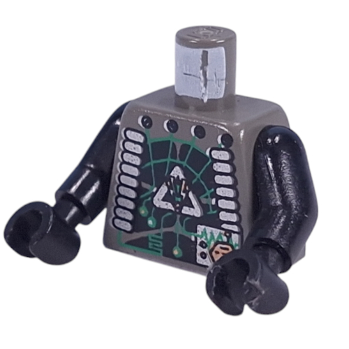 Torso Insectoids Green Circuitry, Silver Hose on Sides Print, Black Arms and Hands Dark Gray